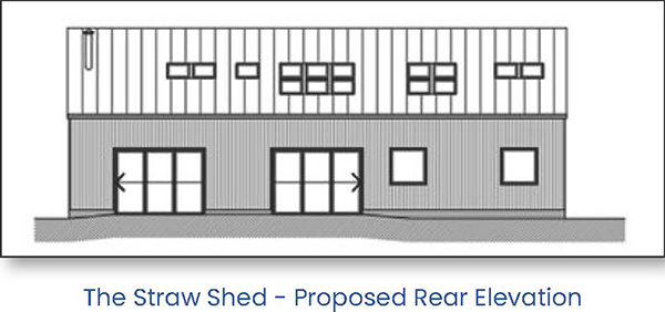 Lot: 21 - OUTSTANDING RURAL OPPORTUNITY! PLANNING FOR CONVERSION AND DEVELOPMENT FOR TWO SUBSTANTIAL RESIDENCES - The Straw Shed - Proposed Rear Elevation